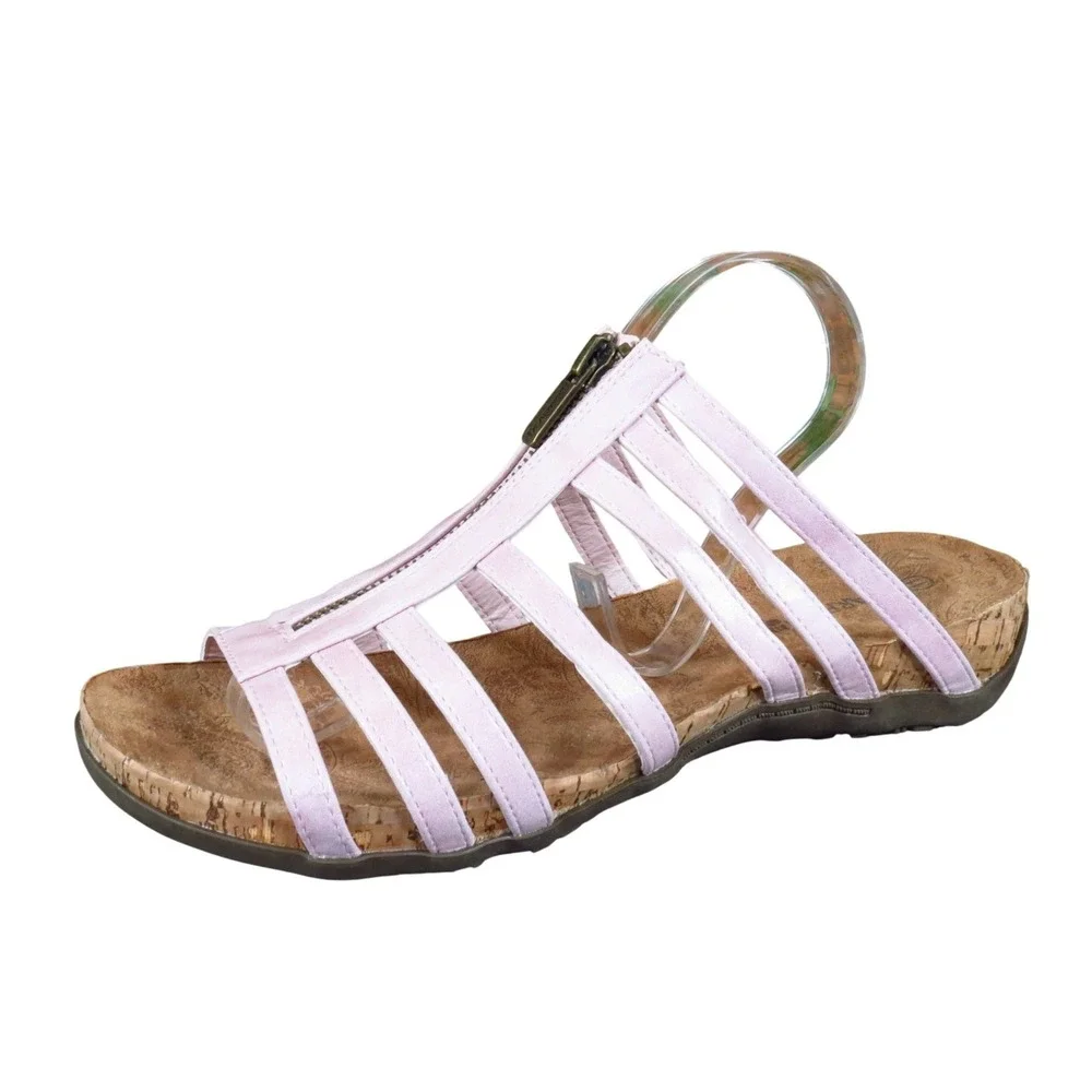 Bearpaw Sabrina Womens Gladiator Sandals Size 11 Casual Summer Pink Faux Leather